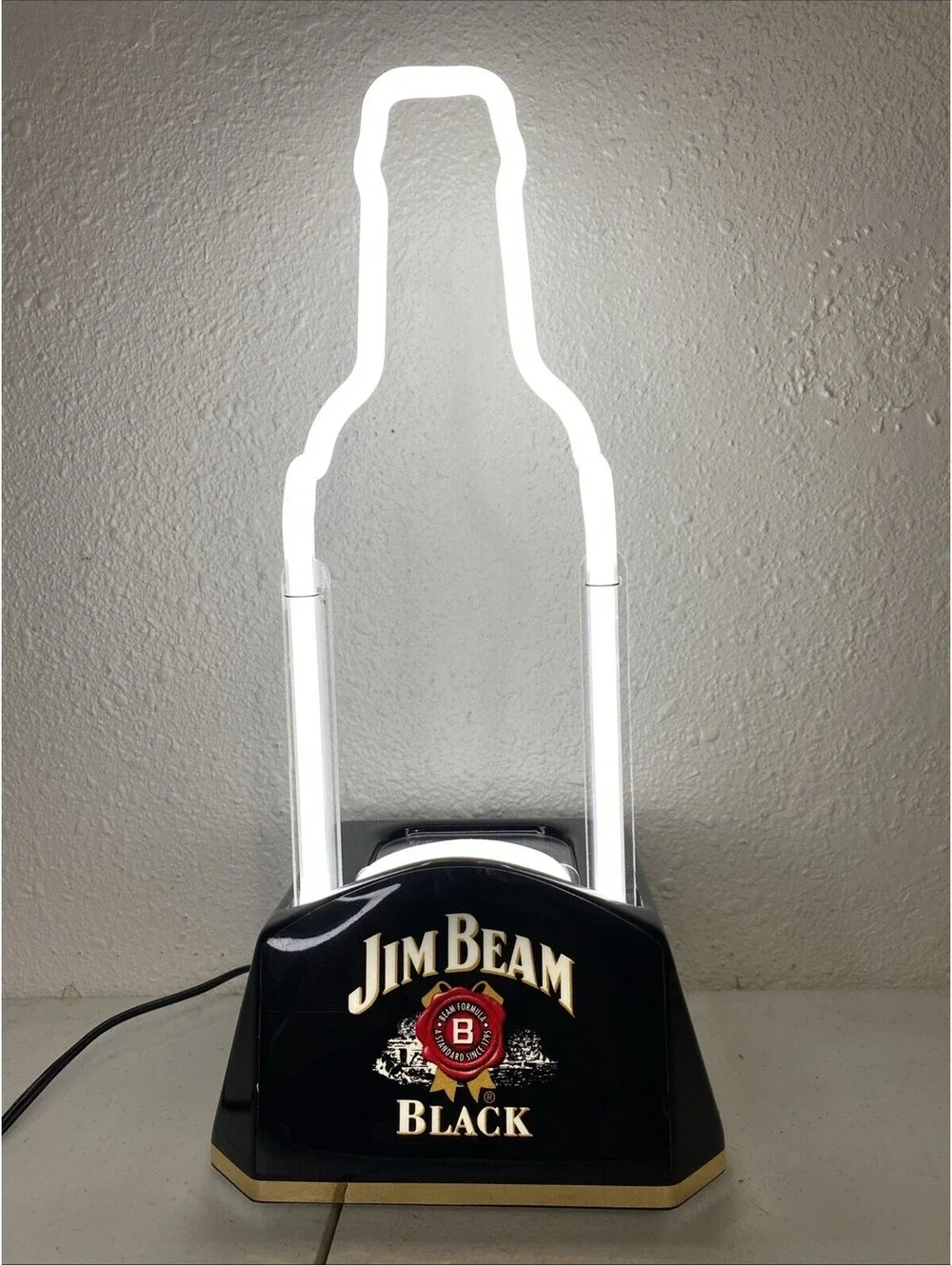 Personalized Jim Beam Black Logo Bar Sign Mancave Whisky Bottle Shape Light
